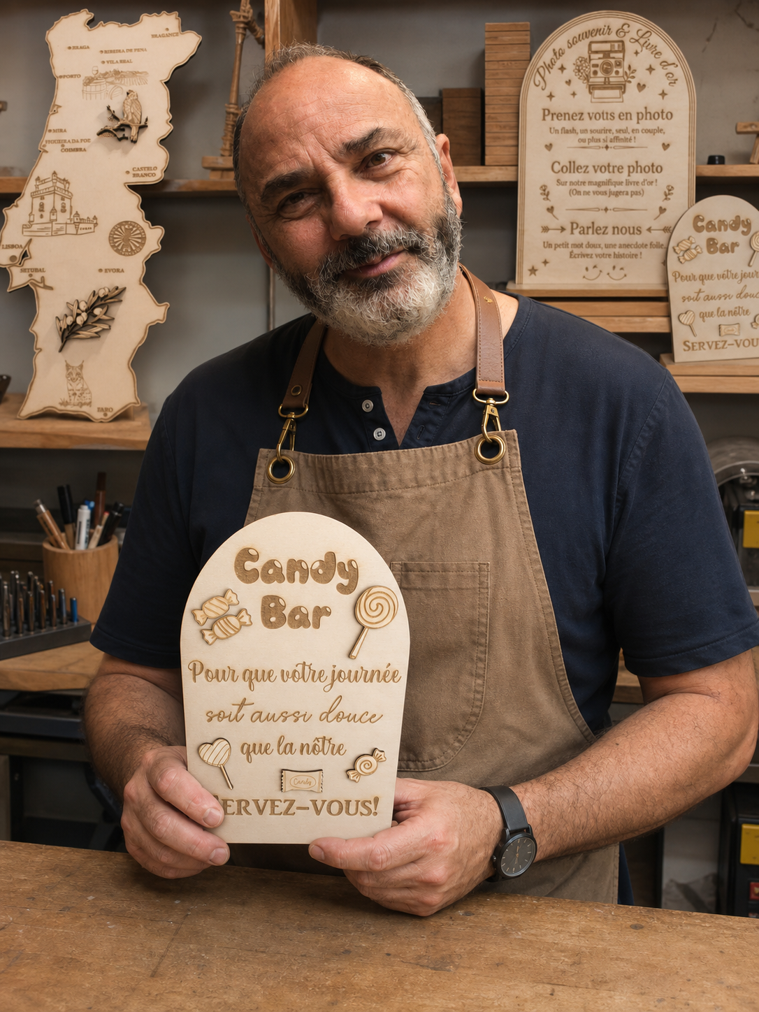 Thierry, artisan de La Maison du Graveur dans son atelier marseillais