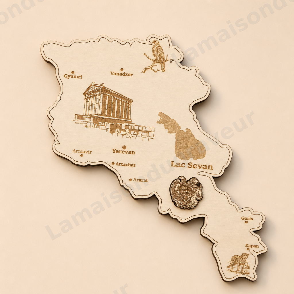 Carte murale de l’Arménie personnalisée en bois
