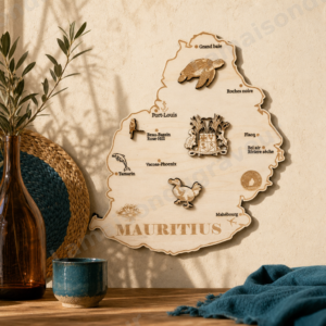 Carte de l’île Maurice personnalisée en bois