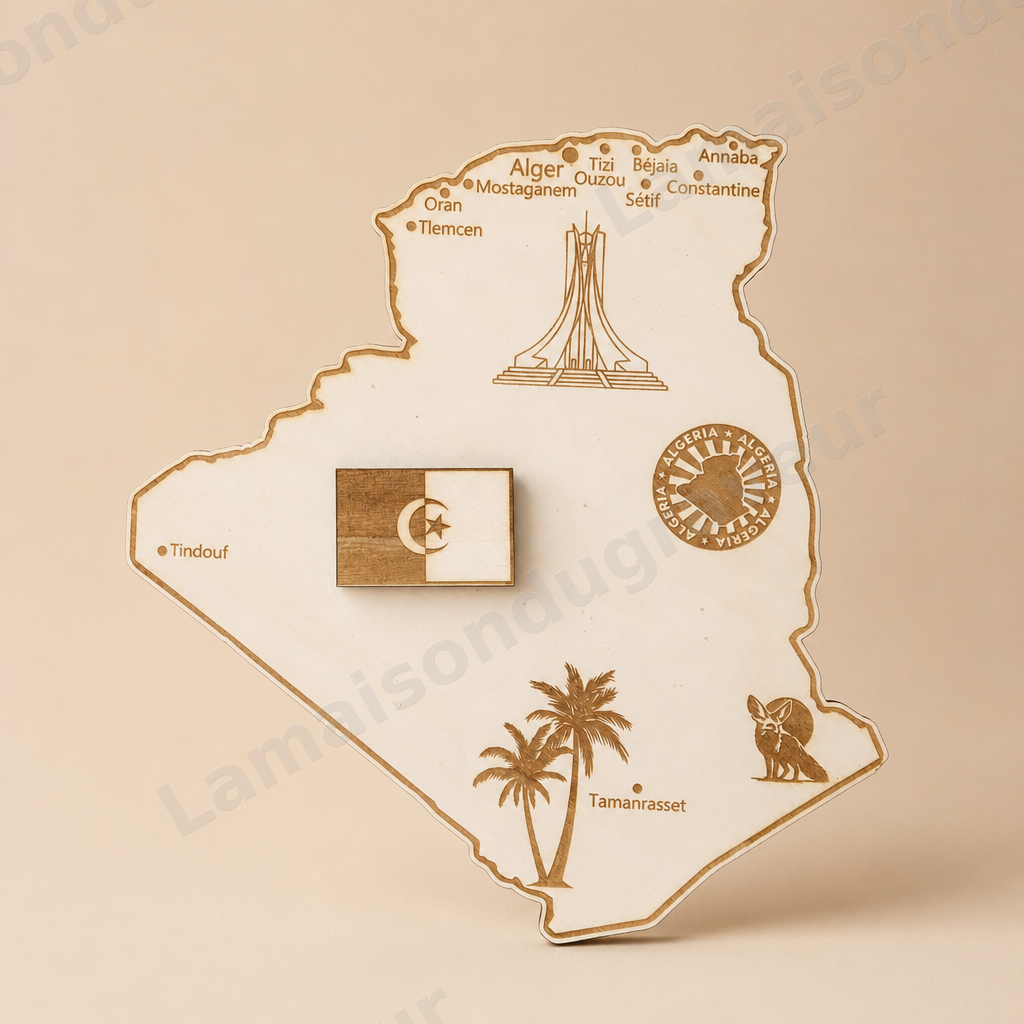 Carte de l’Algérie en bois personnalisée